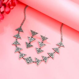 Yellow Chimes Silver-Plated Oxidized Jewellery Set-picture-49