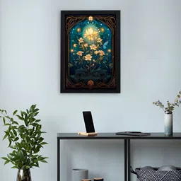 Giftii Black & Yellow Floral Printed Wooden Framed Wall Art-picture-18
