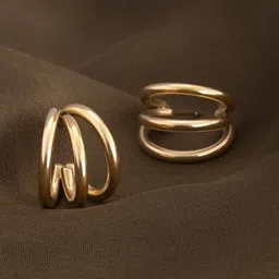 PALMONAS 18k Gold Plated Triple Circle Stainless Steel Hoop Earrings-25