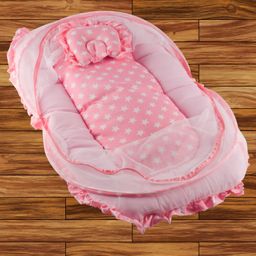 Mittenbooty Bedding Set with Mosquito Net Star Print - Pink image 2