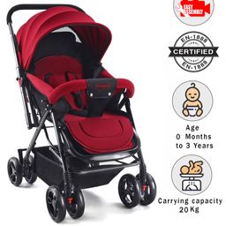 Babyhug Symphony Stroller With Reverisble Handle & Mosquito Net - Mauve image 2