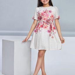 Peppermint Floral Print Linen A-Line Dress-image-3