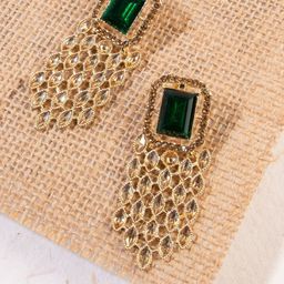 Anouk Gold-Plated Emerald Studded Classic Drop Earrings-20