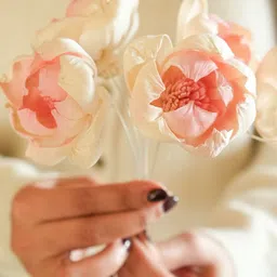 ArteCasa Pink & White Dual shade sola peony Artificial Flower-image-22