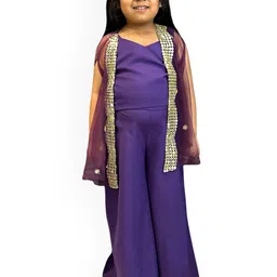 Samsara Couture Girls V-Neck Top With Palazzo & Shrug-picture-0