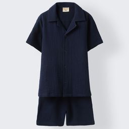 SPUNKIES Boys Short Sleeves Pure Cotton Shirt with Shorts-image-93