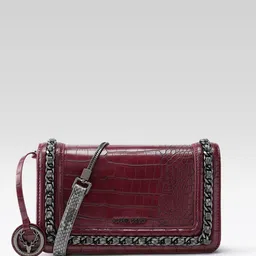 Allen Solly Croc-Skin Textured Sling Bag with Chain Detail-6