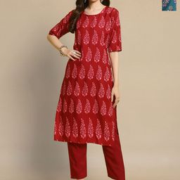 HERE&NOW Selection Of 2 Floral Printed Round Neck Straight Kurta-52