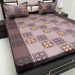 Pure Decor Passion Brown & Yellow Printed Pure Cotton 200 TC Queen Bedsheet Set-image-74