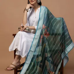 Kaizen TEXO FAB Ethnic Motifs Printed Organza Dupatta image 5
