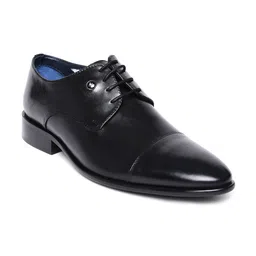 Louis Philippe Men Black Crust Leather Formal Shoes-picture-44