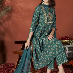 Anouk Women Ethnic Motifs Embroidered Regular Chanderi Silk Kurta with Trousers & With Dupatta-picture-10