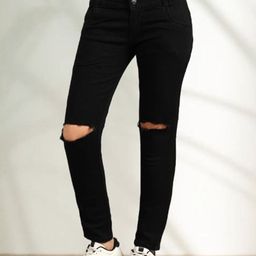 LINARIA Women Cotton Classic Slim Fit Mid-Rise Slash Knee Jeans-picture-19