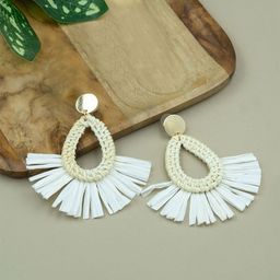 ARTKLIM Wooden Fringe Teardrop Shaped Drop Earrings-image-24