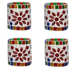 Somil Vibrant Multicolor Glass Candle Holder Add A Touch Of Magic To Diwali, Parties & Candlelight Dinners, Size-7 X 7 X 7 Cm Pack OF 4-picture-28