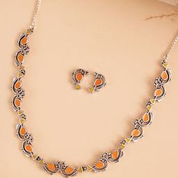Voylla Madhubani Vihang Vibes Oxidised Enamel Necklace Set-image-89