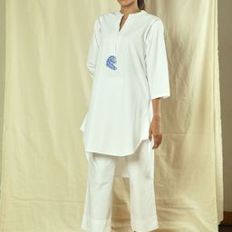 Raas by Ekta Mandarin Collar Tunic With Trousers Co-Ords-picture-33