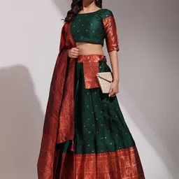 DIVASTRI Semi-Stitched Lehenga & Unstitched Blouse With Dupatta-3