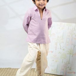 MIRALI Boys Regular Pure Cotton Kurta with Trousers-image-9