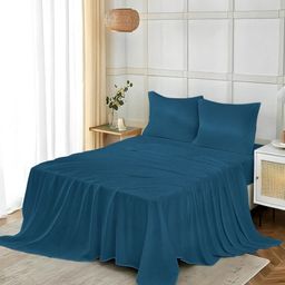 Threadwear Blue 400 TC King Bedsheet with 2 Pillow Covers 2.74 m x 2.74 m-image-73