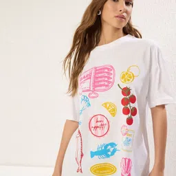 Trendyol Women Printed Extended Sleeves Applique T-shirt-image-35