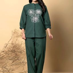 Readiprint Floral Embroidered Mandarin Collar Puffed Sleeves Shirt With Trouser-picture-26