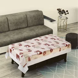 Dakshya Industries Cream-Coloured Floral Waterproof Plastic 4-Seater Table Cover-13