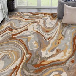 saraswatii global Cubism Beige & Brown Printed Tufted Woollen Carpet-14