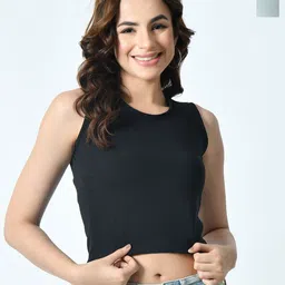 BAESD Women pack of 2Round Neck Crop Top-image-85