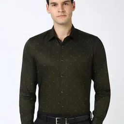 Peter England Men Spread Collar Geometric Printed Cotton Formal Shirt-image-89