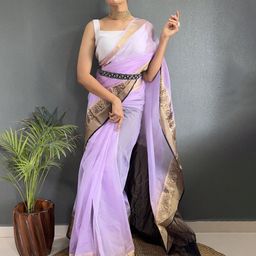 DIVASTRI Women Woven Design Zari Organza Kanjeevaram Saree-image-11