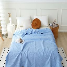 JC HOME Blue Geometric AC Room 300 GSM Single Bed Quilt-image-81