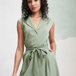 ESPYR By Tokyo Talkies Women Solid Waist Tie Up Culotte Jumpsuit-picture-34