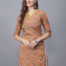 ETRAANA Printed Pure Cotton V-Neck Kurta-picture-16