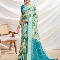 Ishin Floral Printed Pure Chiffon Saree-image-40