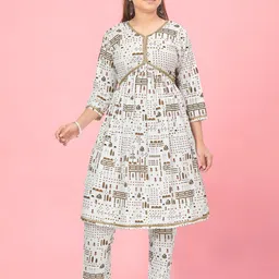 BAESD Girls Ethnic Motifs Printed Regular Pure Cotton Kurta with Trousers-image-66