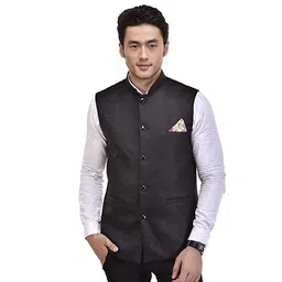 Seetoo Mandarin Collar Woven Nehru Jacket-picture-5