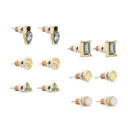 Accessorize Set Of 6 Crystals Studded Geometric Studs image 3
