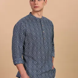 Anouk Ethnic Motifs Printed Band Collar Pure Cotton Straight Short Kurta-image-55