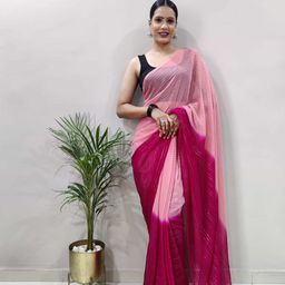 DIVASTRI Leheriya Pure Chiffon Ready to Wear Jamdani Saree-image-77