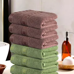 Kuber Industries Brown & Green Cotton Highly Absorbent 225 GSM Face Towel-85