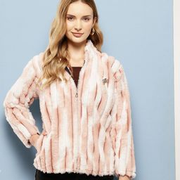 Aarika Self-Striped Tie & Dye Effect Faux Fur Detail Wool Tailored Jacket-picture-20