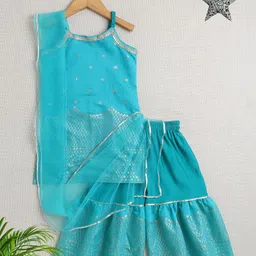 The Magic Wand Girls Floral Printed Regular Kurti with Sharara & Dupatta-image-7