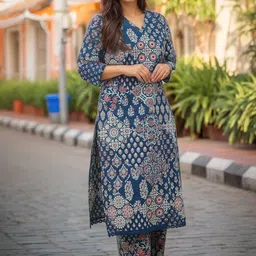 Aaghnya Women Floral Printed Regular Kurta with Palazzos-picture-16