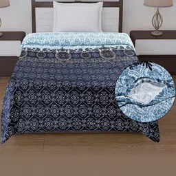 REALDREAM Blue Floral Mild Winter 300 GSM Single Bed Dohar Cover-picture-36