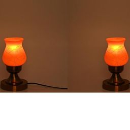 SOMIL Gold-Toned Printed Glass Cylindrical Shaped Table Lamp-image-29