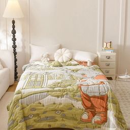 JC HOME Green & Orange Cartoon Characters AC Room 500 GSM Double Bed Quilt-image-74