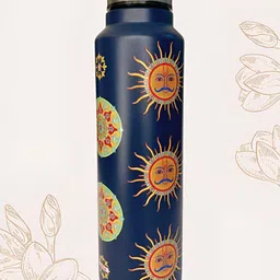 MAATIR DESIGNS Blue & Orange Single Stainless Steel Printed Single Wall Vacuum Water Bottle-image-65