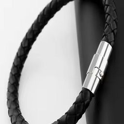 Jewelgenics Men Black Leather Bracelet-image-46