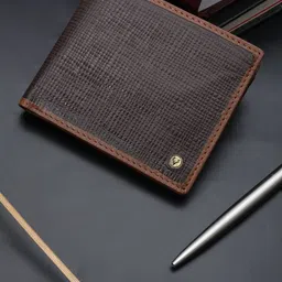 Allen Solly Men Abstract Textured Leather Two Fold Wallet-2